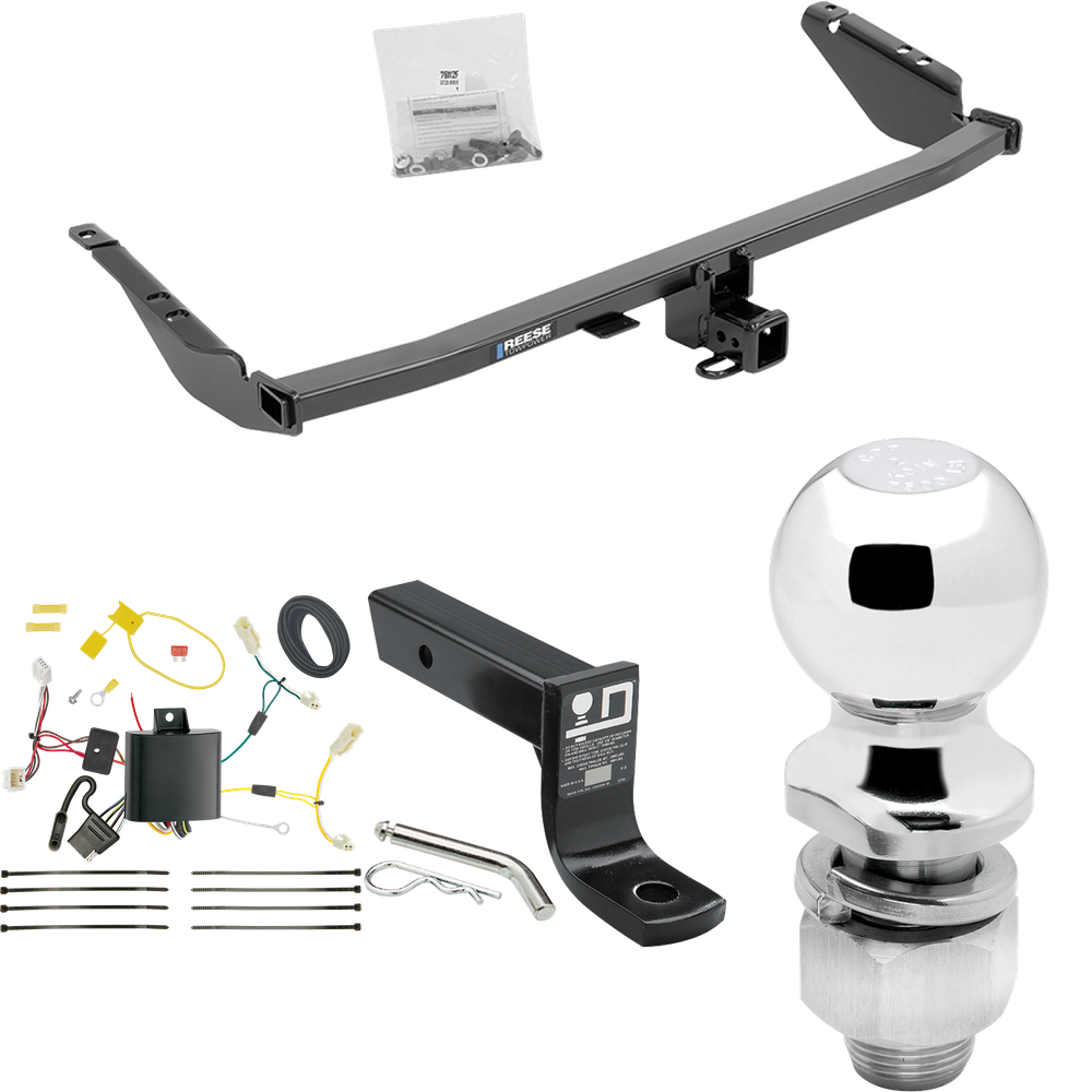 Fits 2015-2020 Toyota Sienna Trailer Hitch Tow PKG w/ 4-Flat Wiring + Ball Mount w/ 4" Drop + 2" Ball (For SE Models) By Reese Towpower