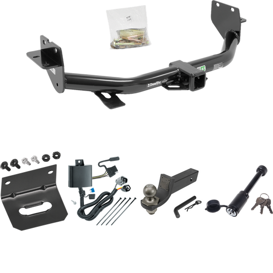 Fits 2013-2018 Hyundai Santa Fe Trailer Hitch Tow PKG w/ 4-Flat Wiring + Interlock Tactical Starter Kit w/ 2" Drop & 2" Ball + Tactical Dogbone Lock + Wiring Bracket (For (6/7 Passenger) Models) By Draw-Tite