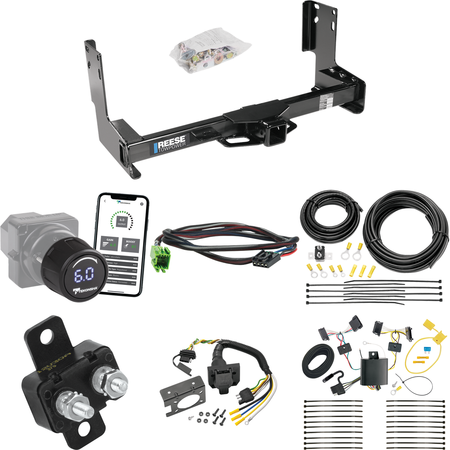 Fits 2010-2011 Mercedes-Benz Sprinter 2500 Trailer Hitch Tow PKG w/ Tekonsha Prodigy iD Bluetooth Wireless Brake Control + Plug & Play BC Adapter + 7-Way RV Wiring (Excludes: w/Factory Step Bumper Models) By Reese Towpower