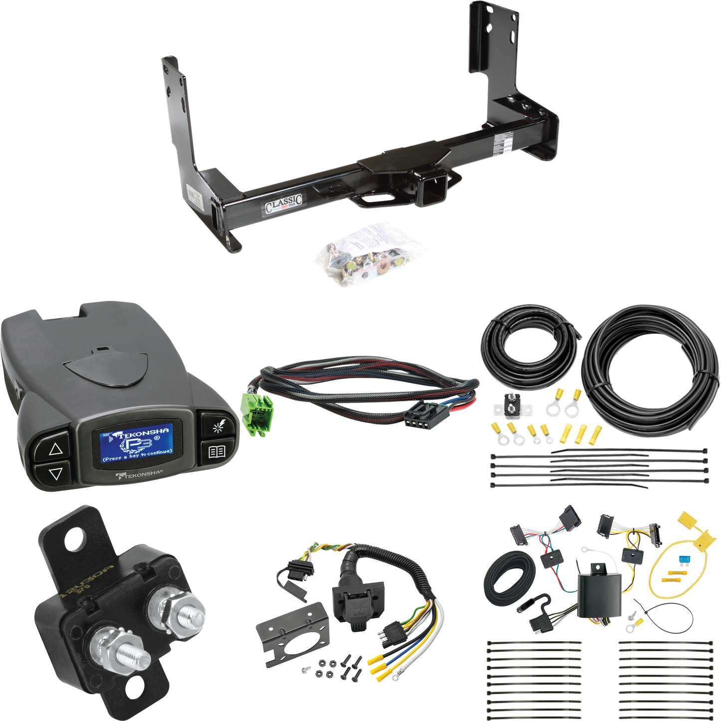 Fits 2007-2013 Freightliner Sprinter 2500 Trailer Hitch Tow PKG w/ Tekonsha Prodigy P3 Brake Control + Plug & Play BC Adapter + 7-Way RV Wiring (Excludes: w/Factory Step Bumper Models) By Draw-Tite