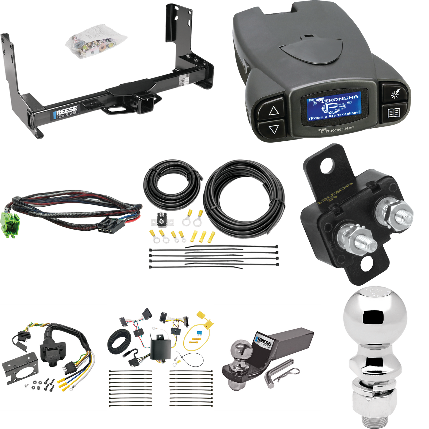 Fits 2007-2013 Freightliner Sprinter 2500 Trailer Hitch Tow PKG w/ Tekonsha Prodigy P3 Brake Control + Plug & Play BC Adapter + 7-Way RV Wiring + 2" & 2-5/16" Ball & Drop Mount (Excludes: w/Factory Step Bumper Models) By Reese Towpower