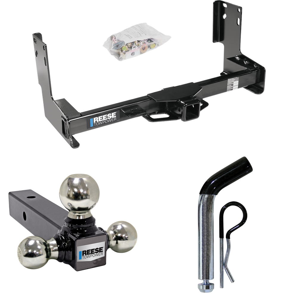 Fits 2007-2018 Mercedes-Benz Sprinter Trailer Hitch Tow PKG w/ Triple Ball Ball Mount 1-7/8" & 2" & 2-5/16" Trailer Balls + Pin/Clip (Excludes: w/Factory Step Bumper Models) By Reese Towpower