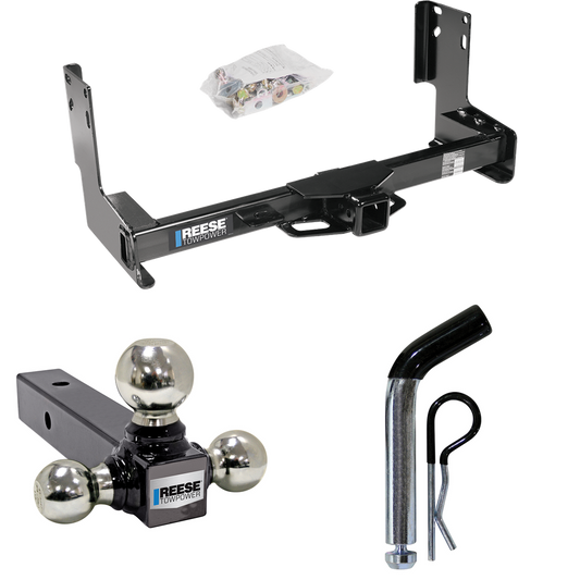 Fits 2007-2018 Mercedes-Benz Sprinter Trailer Hitch Tow PKG w/ Triple Ball Ball Mount 1-7/8" & 2" & 2-5/16" Trailer Balls + Pin/Clip (Excludes: w/Factory Step Bumper Models) By Reese Towpower