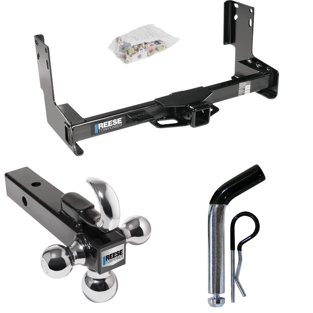 Fits 2007-2009 Dodge Sprinter 2500 Trailer Hitch Tow PKG w/ Triple Ball Ball Mount 1-7/8" & 2" & 2-5/16" Trailer Balls w/ Tow Hook + Pin/Clip (Excludes: w/Factory Step Bumper Models) By Reese Towpower