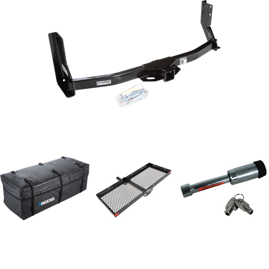 Fits 2003-2006 Dodge Sprinter 2500 Trailer Hitch Tow PKG w/ 48" x 20" Cargo Carrier + Cargo Bag + Hitch Lock (For w/41" Wide Frames, Except 118" Wheelbase & Factory Metal Step Platform Models) By Draw-Tite