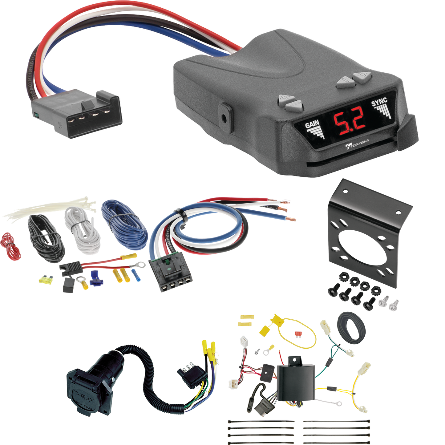 Fits 2015-2020 Toyota Sienna 7-Way RV Wiring + Tekonsha Brakeman IV Brake Control + Generic BC Wiring Adapter (For SE Models) By Tekonsha