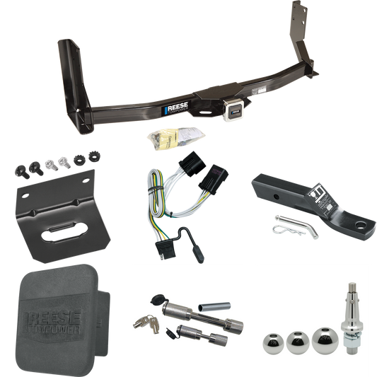 Fits 2003-2006 Dodge Sprinter 2500 Trailer Hitch Tow PKG w/ 4-Flat Wiring + Ball Mount w/ 2" Drop + Interchangeable Ball 1-7/8" & 2" & 2-5/16" + Wiring Bracket + Dual Hitch & Coupler Locks + Hitch Cover (For w/41" Wide Frames, Except 118" Wheelbase &