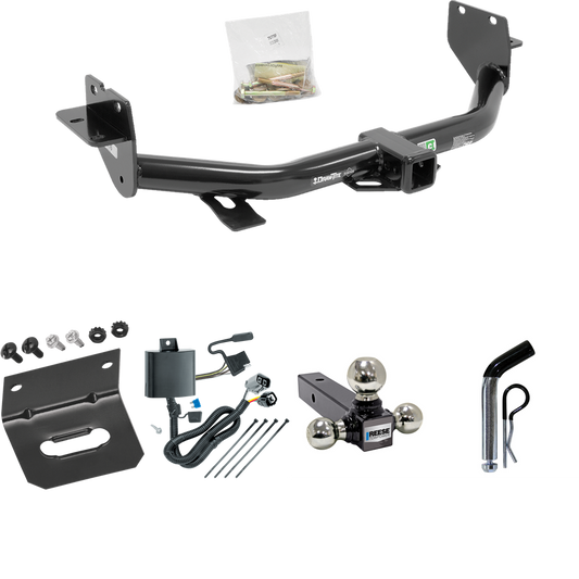 Fits 2013-2018 Hyundai Santa Fe Trailer Hitch Tow PKG w/ 4-Flat Wiring Harness + Triple Ball Ball Mount 1-7/8" & 2" & 2-5/16" Trailer Balls + Pin/Clip + Wiring Bracket (For (6/7 Passenger) Models) By Draw-Tite