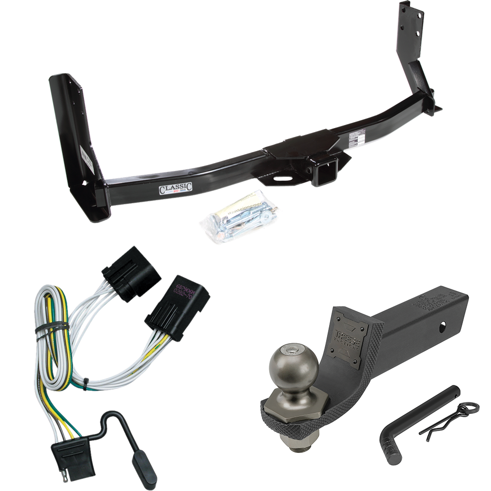 Fits 2003-2006 Freightliner Sprinter 3500 Trailer Hitch Tow PKG w/ 4-Flat Wiring + Interlock Tactical Starter Kit w/ 2" Drop & 2" Ball (For w/41" Wide Frames, Except 118" Wheelbase & Factory Metal Step Platform Models) By Draw-Tite