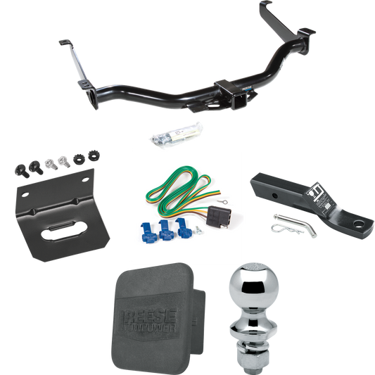 Fits 2004-2015 Nissan Titan Trailer Hitch Tow PKG w/ 4-Flat Wiring + Ball Mount w/ 2" Drop + 1-7/8" Ball + Wiring Bracket + Hitch Cover By Reese Towpower