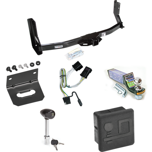 Fits 2003-2006 Dodge Sprinter 3500 Trailer Hitch Tow PKG w/ 4-Flat Wiring + Starter Kit Ball Mount w/ 2" Drop & 1-7/8" Ball + Wiring Bracket + Hitch Lock + Hitch Cover (For w/41" Wide Frames, Except 118" Wheelbase & Factory Metal Step Platform Models