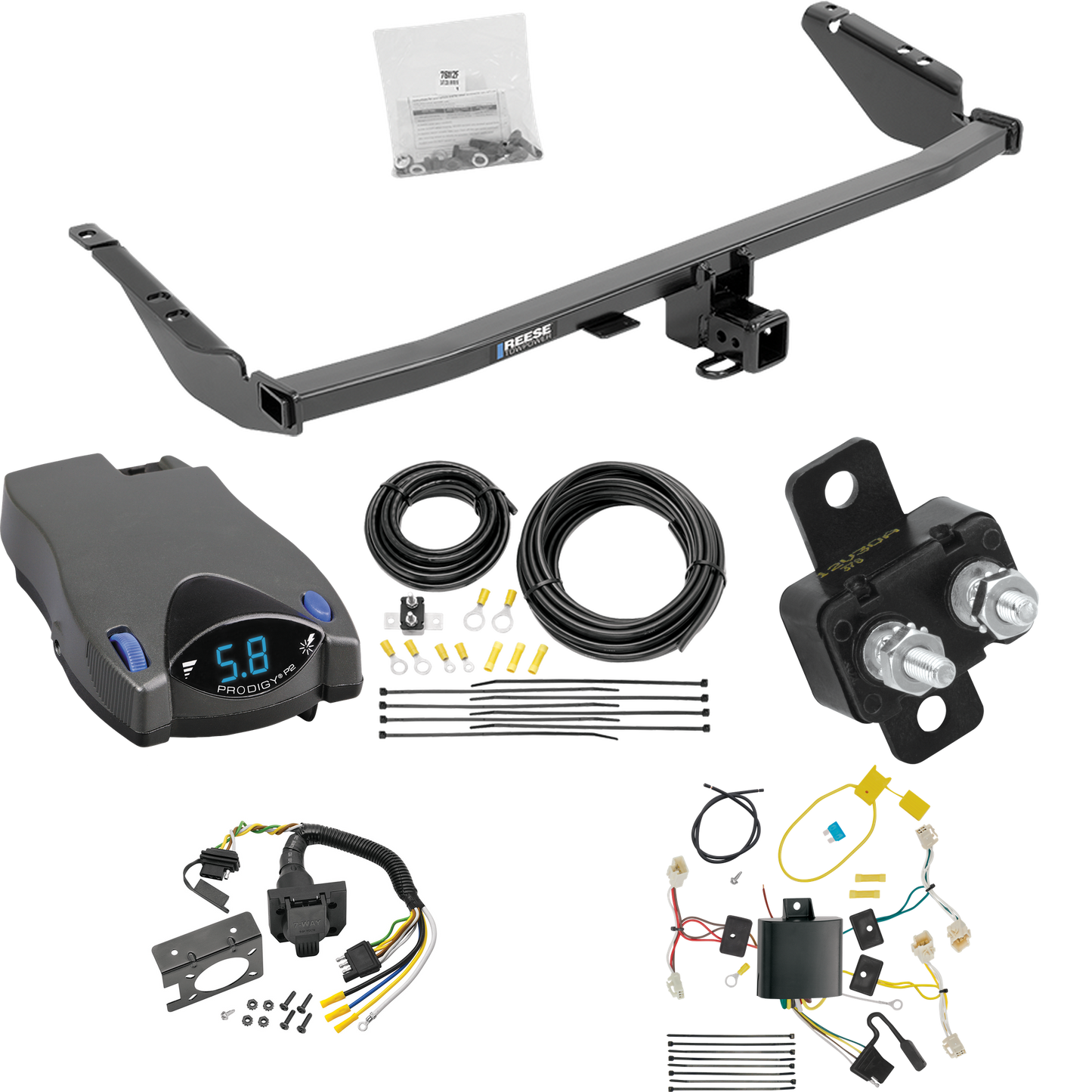 Fits 2015-2020 Toyota Sienna Trailer Hitch Tow PKG w/ Tekonsha Prodigy P2 Brake Control + 7-Way RV Wiring (Excludes: SE Models) By Reese Towpower