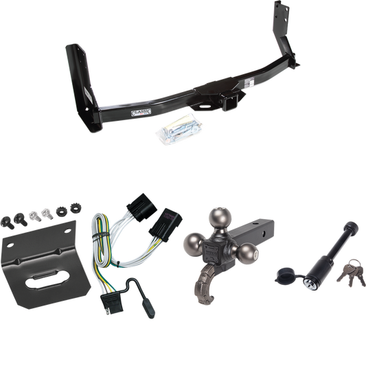Fits 2003-2006 Freightliner Sprinter 2500 Trailer Hitch Tow PKG w/ 4-Flat Wiring + Triple Ball Tactical Ball Mount 1-7/8" & 2" & 2-5/16" Balls w/ Tow Hook + Tactical Dogbone Lock + Wiring Bracket (For w/41" Wide Frames, Except 118" Wheelbase & Factor