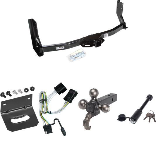 Fits 2003-2006 Dodge Sprinter 3500 Trailer Hitch Tow PKG w/ 4-Flat Wiring + Triple Ball Tactical Ball Mount 1-7/8" & 2" & 2-5/16" Balls w/ Tow Hook + Tactical Dogbone Lock + Wiring Bracket (For w/41" Wide Frames, Except 118" Wheelbase & Factory Metal