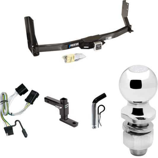 Fits 2003-2006 Dodge Sprinter 2500 Trailer Hitch Tow PKG w/ 4-Flat Wiring Harness + Adjustable Drop Rise Ball Mount + Pin/Clip + 2" Ball (For w/41" Wide Frames, Except 118" Wheelbase & Factory Metal Step Platform Models) By Reese Towpower