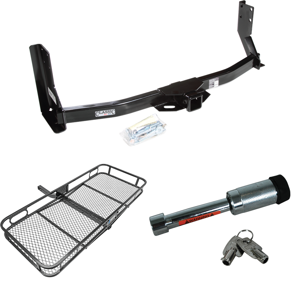 Fits 2003-2006 Freightliner Sprinter 3500 Trailer Hitch Tow PKG w/ 60" x 24" Cargo Carrier + Hitch Lock (For w/41" Wide Frames, Except 118" Wheelbase & Factory Metal Step Platform Models) By Draw-Tite