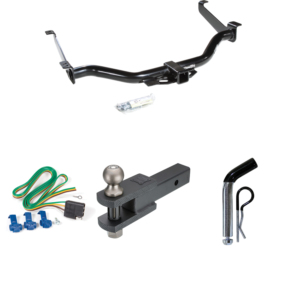 Fits 2004-2015 Nissan Titan Trailer Hitch Tow PKG w/ 4-Flat Wiring + Clevis Hitch Ball Mount w/ 2" Ball + Pin/Clip By Draw-Tite