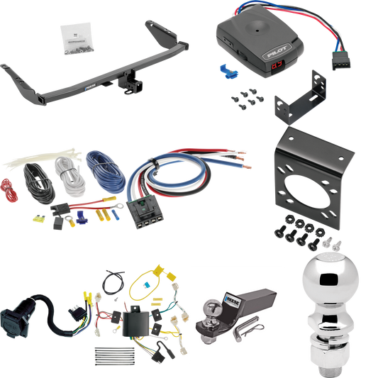 Fits 2015-2020 Toyota Sienna Trailer Hitch Tow PKG w/ Pro Series Pilot Brake Control + Generic BC Wiring Adapter + 7-Way RV Wiring + 2" & 2-5/16" Ball & Drop Mount (Excludes: SE Models) By Reese Towpower