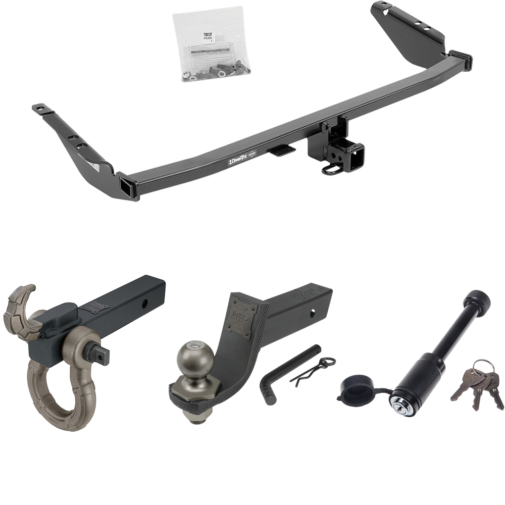 Fits 2011-2014 Toyota Sienna Trailer Hitch Tow PKG + Interlock Tactical Starter Kit w/ 3-1/4" Drop & 2" Ball + Tactical Hook & Shackle Mount + Tactical Dogbone Lock By Draw-Tite