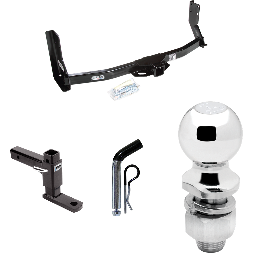 Fits 2003-2006 Freightliner Sprinter 3500 Trailer Hitch Tow PKG w/ Adjustable Drop Rise Ball Mount + Pin/Clip + 2" Ball (For w/41" Wide Frames, Except 118" Wheelbase & Factory Metal Step Platform Models) By Draw-Tite