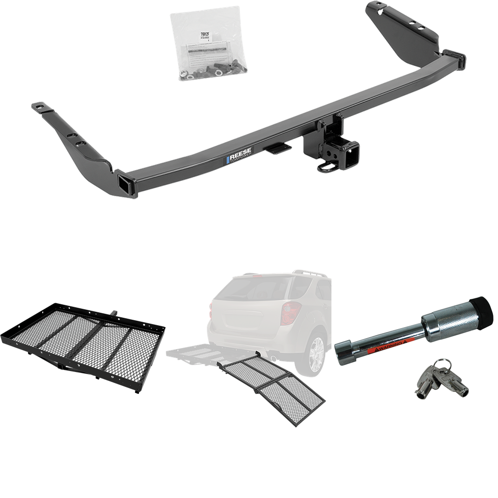 Fits 2011-2014 Toyota Sienna Trailer Hitch Tow PKG w/ Cargo Carrier + Bi-Fold Ramp + Hitch Lock By Reese Towpower