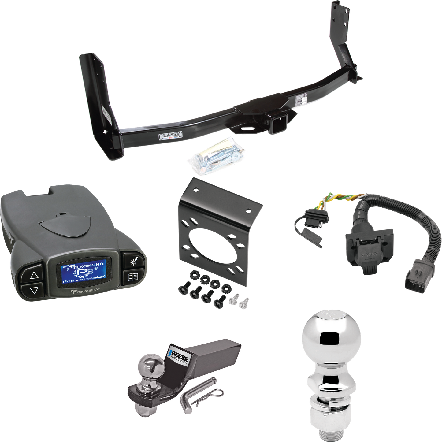 Fits 2003-2006 Dodge Sprinter 2500 Trailer Hitch Tow PKG w/ Tekonsha Prodigy P3 Brake Control + 7-Way RV Wiring + 2" & 2-5/16" Ball & Drop Mount (For w/41" Wide Frames, Except 118" Wheelbase & Factory Metal Step Platform Models) By Draw-Tite