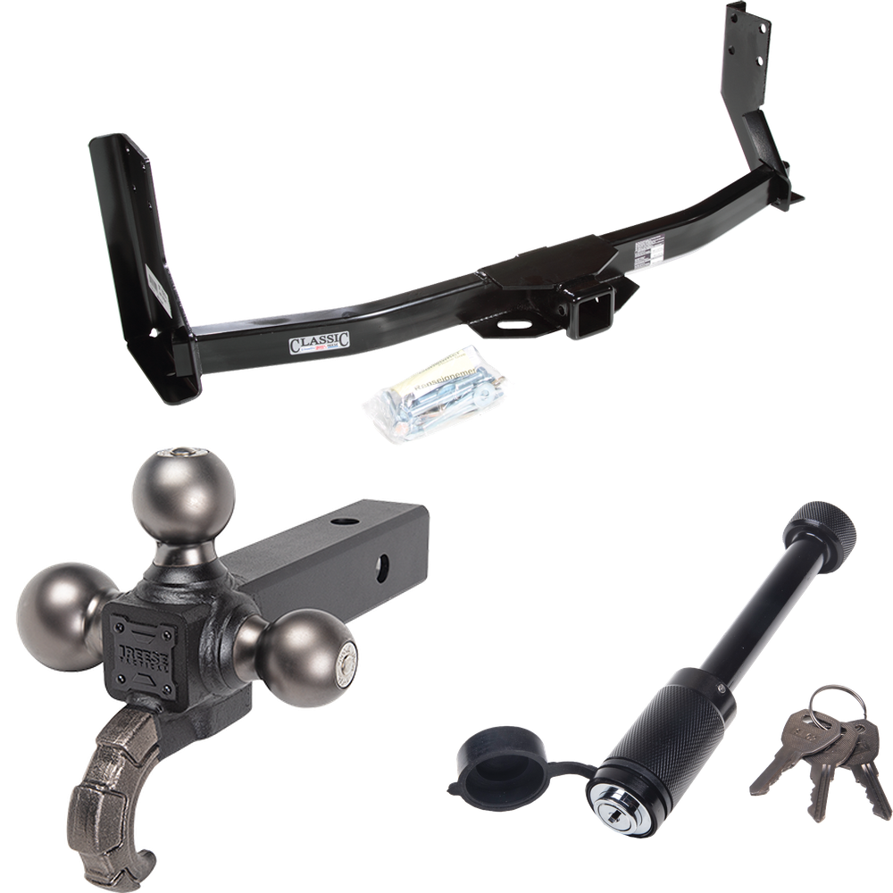 Fits 2003-2006 Dodge Sprinter 2500 Trailer Hitch Tow PKG + Triple Ball Tactical Ball Mount 1-7/8" & 2" & 2-5/16" Balls w/ Tow Hook + Tactical Dogbone Lock (For w/41" Wide Frames, Except 118" Wheelbase & Factory Metal Step Platform Models) By Draw-Tit