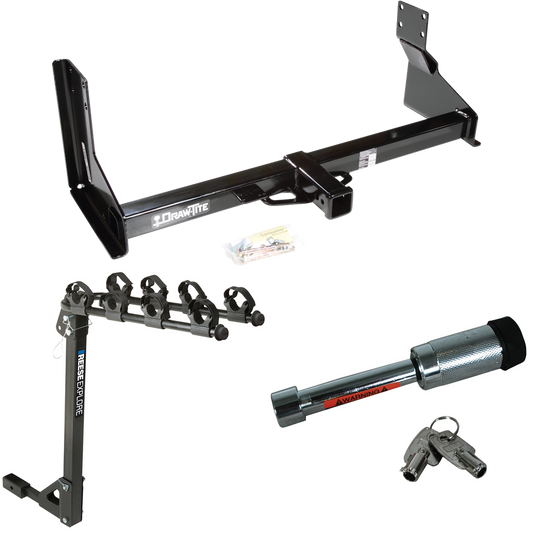 Fits 2007-2018 Mercedes-Benz Sprinter Trailer Hitch Tow PKG w/ 4 Bike Carrier Rack + Hitch Lock (For w/Factory Step Bumper Excluding Models w/30-3/8” Frame Width Models) By Draw-Tite