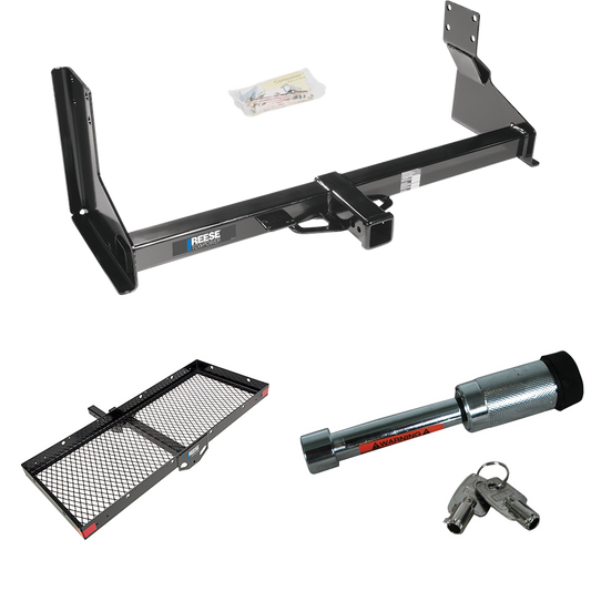 Fits 2010-2023 Mercedes-Benz Sprinter 3500 Trailer Hitch Tow PKG w/ 48" x 20" Cargo Carrier + Hitch Lock (For w/Factory Step Bumper Excluding Models w/30-3/8” Frame Width Models) By Reese Towpower