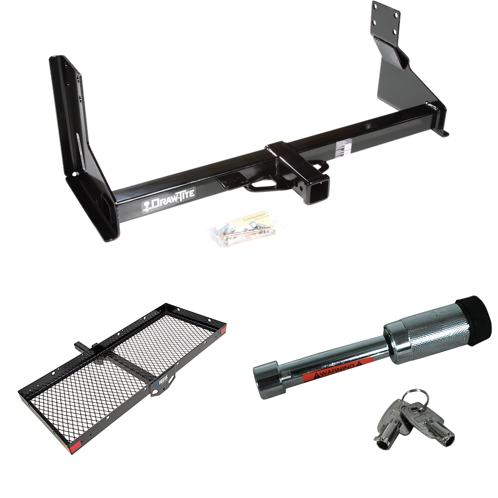 Fits 2010-2023 Mercedes-Benz Sprinter 2500 Trailer Hitch Tow PKG w/ 48" x 20" Cargo Carrier + Hitch Lock (For w/Factory Step Bumper Excluding Models w/30-3/8” Frame Width Models) By Draw-Tite