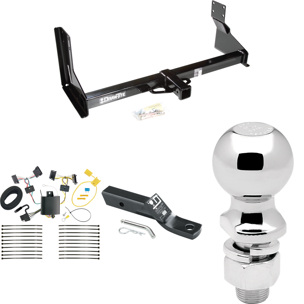 Fits 2010-2013 Mercedes-Benz Sprinter 3500 Trailer Hitch Tow PKG w/ 4-Flat Wiring + Ball Mount w/ 2" Drop + 2-5/16" Ball (For w/Factory Step Bumper Excluding Models w/30-3/8” Frame Width Models) By Draw-Tite