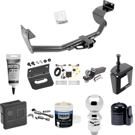 Fits 2013-2018 Hyundai Santa Fe Trailer Hitch Tow PKG w/ 4-Flat Wiring + Starter Kit Ball Mount w/ 2" Drop & 2" Ball + 2-5/16" Ball + Wiring Bracket + Dual Hitch & Coupler Locks + Hitch Cover + Wiring Tester + Ball Lube +Electric Grease + Ball Wrench