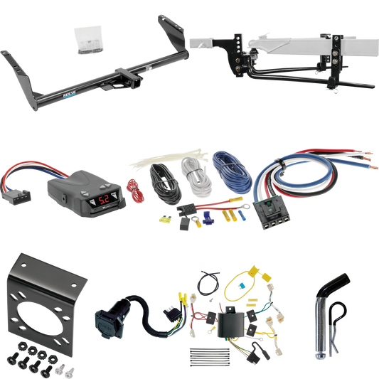 Fits 2015-2020 Toyota Sienna Trailer Hitch Tow PKG w/ 6K Round Bar Weight Distribution Hitch w/ 2-5/16" Ball + Pin/Clip + Tekonsha Brakeman IV Brake Control + Generic BC Wiring Adapter + 7-Way RV Wiring (Excludes: SE Models) By Reese Towpower