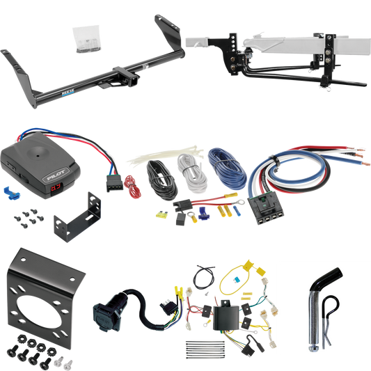 Fits 2015-2020 Toyota Sienna Trailer Hitch Tow PKG w/ 6K Round Bar Weight Distribution Hitch w/ 2-5/16" Ball + Pin/Clip + Pro Series Pilot Brake Control + Generic BC Wiring Adapter + 7-Way RV Wiring (Excludes: SE Models) By Reese Towpower