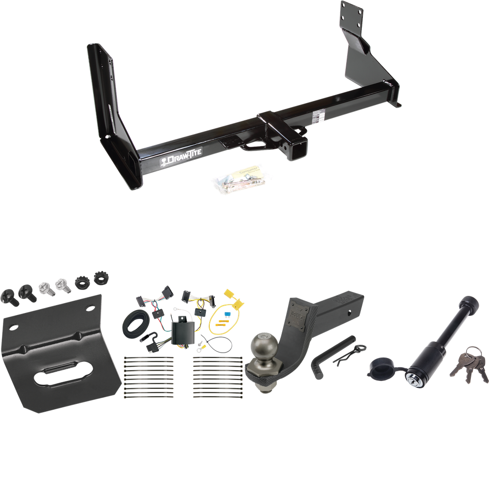 Fits 2007-2009 Dodge Sprinter 3500 Trailer Hitch Tow PKG w/ 4-Flat Wiring + Interlock Tactical Starter Kit w/ 3-1/4" Drop & 2" Ball + Tactical Dogbone Lock + Wiring Bracket (For w/Factory Step Bumper Excluding Models w/30-3/8” Frame Width Models) By