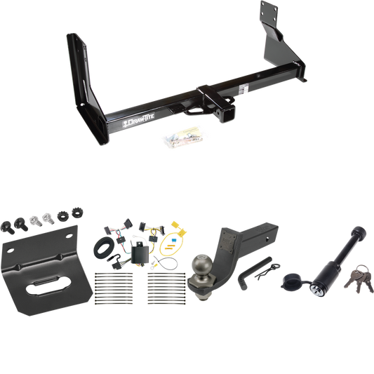 Fits 2007-2009 Dodge Sprinter 3500 Trailer Hitch Tow PKG w/ 4-Flat Wiring + Interlock Tactical Starter Kit w/ 3-1/4" Drop & 2" Ball + Tactical Dogbone Lock + Wiring Bracket (For w/Factory Step Bumper Excluding Models w/30-3/8” Frame Width Models) By