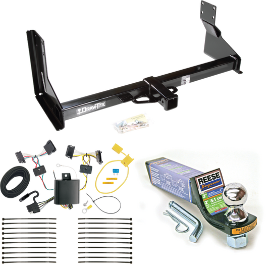 Fits 2007-2009 Dodge Sprinter 3500 Trailer Hitch Tow PKG w/ 4-Flat Wiring + Starter Kit Ball Mount w/ 2" Drop & 1-7/8" Ball (For w/Factory Step Bumper Excluding Models w/30-3/8” Frame Width Models) By Draw-Tite