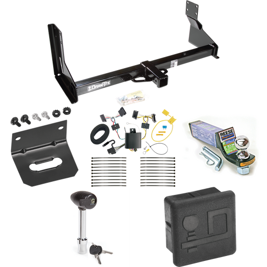 Fits 2007-2013 Mercedes-Benz Sprinter Trailer Hitch Tow PKG w/ 4-Flat Wiring + Starter Kit Ball Mount w/ 2" Drop & 1-7/8" Ball + Wiring Bracket + Hitch Lock + Hitch Cover (For w/Factory Step Bumper Excluding Models w/30-3/8” Frame Width Models) By Dr