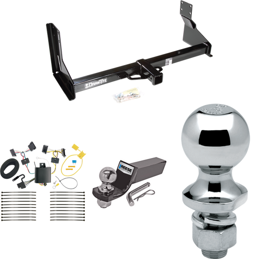 Fits 2010-2013 Mercedes-Benz Sprinter 2500 Trailer Hitch Tow PKG w/ 4-Flat Wiring + Starter Kit Ball Mount w/ 2" Drop & 2" Ball + 1-7/8" Ball (For w/Factory Step Bumper Excluding Models w/30-3/8” Frame Width Models) By Draw-Tite