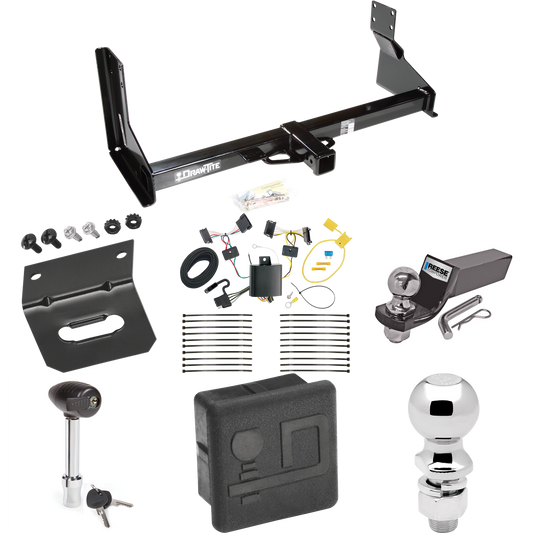 Fits 2007-2009 Dodge Sprinter 3500 Trailer Hitch Tow PKG w/ 4-Flat Wiring + Starter Kit Ball Mount w/ 2" Drop & 2" Ball + 2-5/16" Ball + Wiring Bracket + Hitch Lock + Hitch Cover (For w/Factory Step Bumper Excluding Models w/30-3/8” Frame Width Model