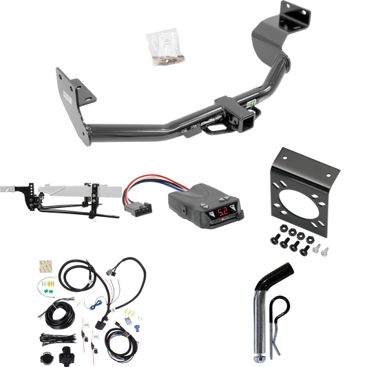 Fits 2014-2015 KIA Sorento Trailer Hitch Tow PKG w/ 6K Round Bar Weight Distribution Hitch w/ 2-5/16" Ball + Pin/Clip + Tekonsha Brakeman IV Brake Control + 7-Way RV Wiring (For w/V6 Engine Models) By Draw-Tite