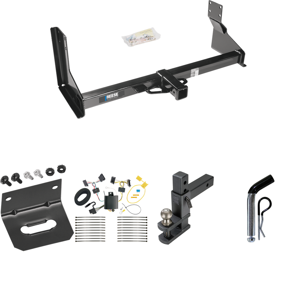 Fits 2007-2009 Dodge Sprinter 3500 Trailer Hitch Tow PKG w/ 4-Flat Wiring Harness + Adjustable Drop Rise Clevis Hitch Ball Mount w/ 2" Ball + Pin/Clip + Wiring Bracket (For w/Factory Step Bumper Excluding Models w/30-3/8” Frame Width Models) By Reese