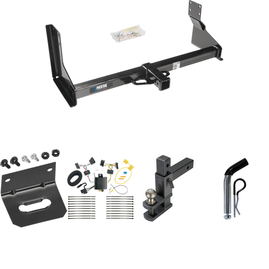 Fits 2007-2009 Dodge Sprinter 3500 Trailer Hitch Tow PKG w/ 4-Flat Wiring Harness + Adjustable Drop Rise Clevis Hitch Ball Mount w/ 2" Ball + Pin/Clip + Wiring Bracket (For w/Factory Step Bumper Excluding Models w/30-3/8” Frame Width Models) By Reese