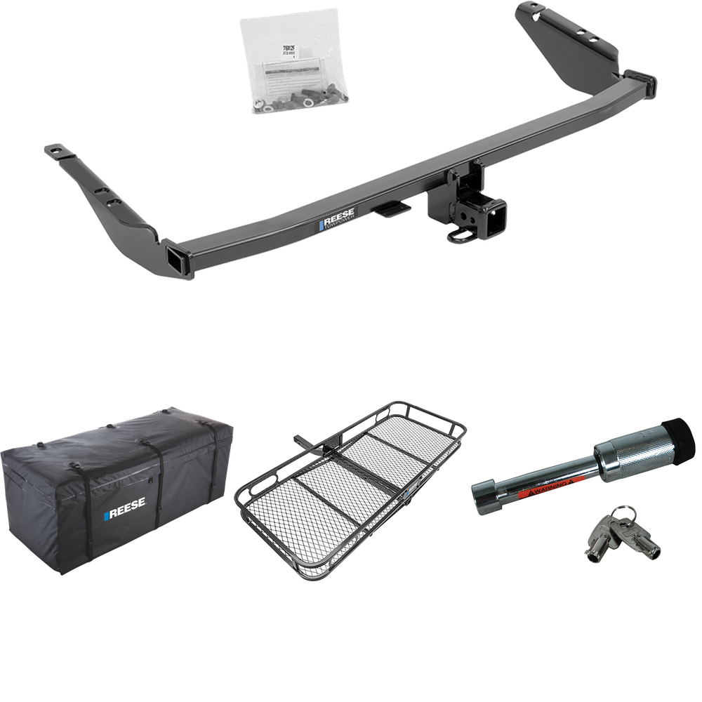 Fits 2011-2014 Toyota Sienna Trailer Hitch Tow PKG w/ 60" x 24" Cargo Carrier + Cargo Bag + Hitch Lock By Reese Towpower