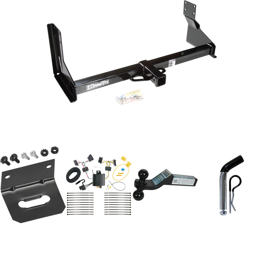 Fits 2010-2013 Mercedes-Benz Sprinter 2500 Trailer Hitch Tow PKG w/ 4-Flat Wiring Harness + Dual Ball Ball Mount 2" & 2-5/16" Trailer Balls + Pin/Clip +  Wiring Bracket (For w/Factory Step Bumper Excluding Models w/30-3/8” Frame Width Models) By Draw