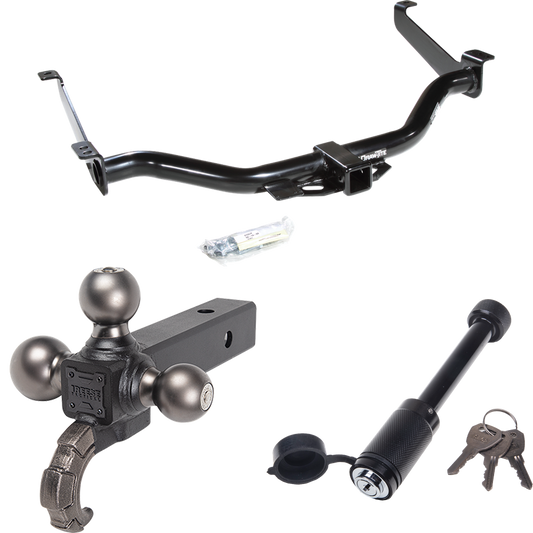 Fits 2004-2015 Nissan Titan Trailer Hitch Tow PKG + Tactical Triple Ball Ball Mount 1-7/8" & 2" & 2-5/16" Balls & Tow Hook + Tactical Dogbone Lock By Draw-Tite