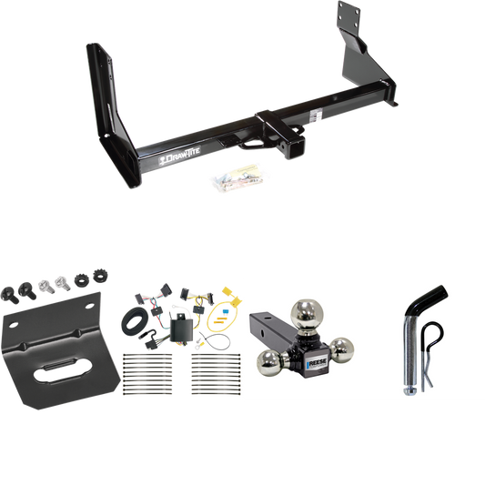 Fits 2007-2013 Freightliner Sprinter 2500 Trailer Hitch Tow PKG w/ 4-Flat Wiring Harness + Triple Ball Ball Mount 1-7/8" & 2" & 2-5/16" Trailer Balls + Pin/Clip + Wiring Bracket (For w/Factory Step Bumper Excluding Models w/30-3/8” Frame Width Models