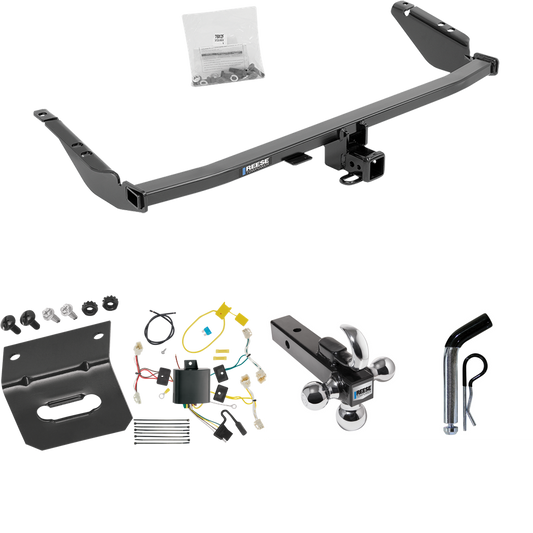 Fits 2015-2020 Toyota Sienna Trailer Hitch Tow PKG w/ 4-Flat Wiring Harness + Triple Ball Ball Mount 1-7/8" & 2" & 2-5/16" Trailer Balls w/ Tow Hook + Pin/Clip + Wiring Bracket (Excludes: SE Models) By Reese Towpower