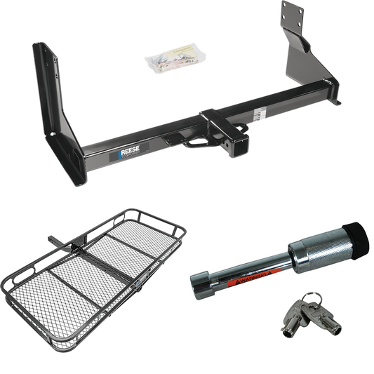 Fits 2007-2018 Mercedes-Benz Sprinter Trailer Hitch Tow PKG w/ 60" x 24" Cargo Carrier + Hitch Lock (For w/Factory Step Bumper Excluding Models w/30-3/8” Frame Width Models) By Reese Towpower