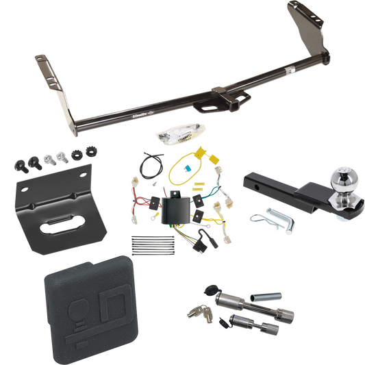 Fits 2015-2020 Toyota Sienna Trailer Hitch Tow PKG w/ 4-Flat Wiring Harness + Interlock Starter Kit w/ 2" Ball 1-1/4" Drop 3/4" Rise + Wiring Bracket + Hitch Cover + Dual Hitch & Coupler Locks (Excludes: SE Models) By Draw-Tite